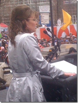 Palin on stage at tax rally 2011